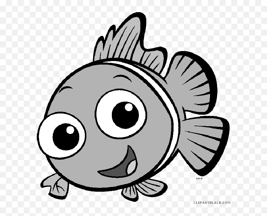 Download Cute Fish Clipart - Nemo Fish Clipart Black And White Emoji,Dory Fish Emoji