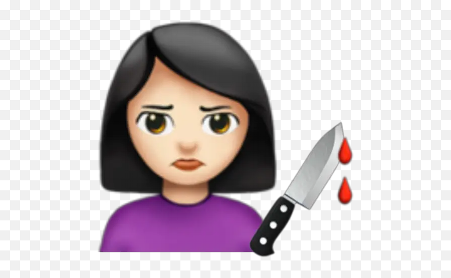 Emoji Ella Stickers Per Whatsapp - Pouty Face Pout Emoji,Knife Emoji
