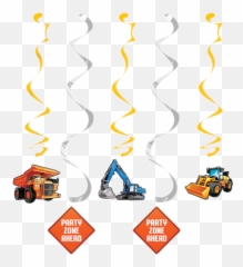 Big Dig Construction Dizzy Danglers Hanging Swirls Balloon - Narozeninové Emoji