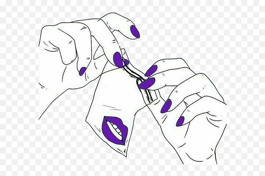 Purple Lips Hands Tumblr Freetoedit - Illustration Emoji,Emoji Hand And Lips