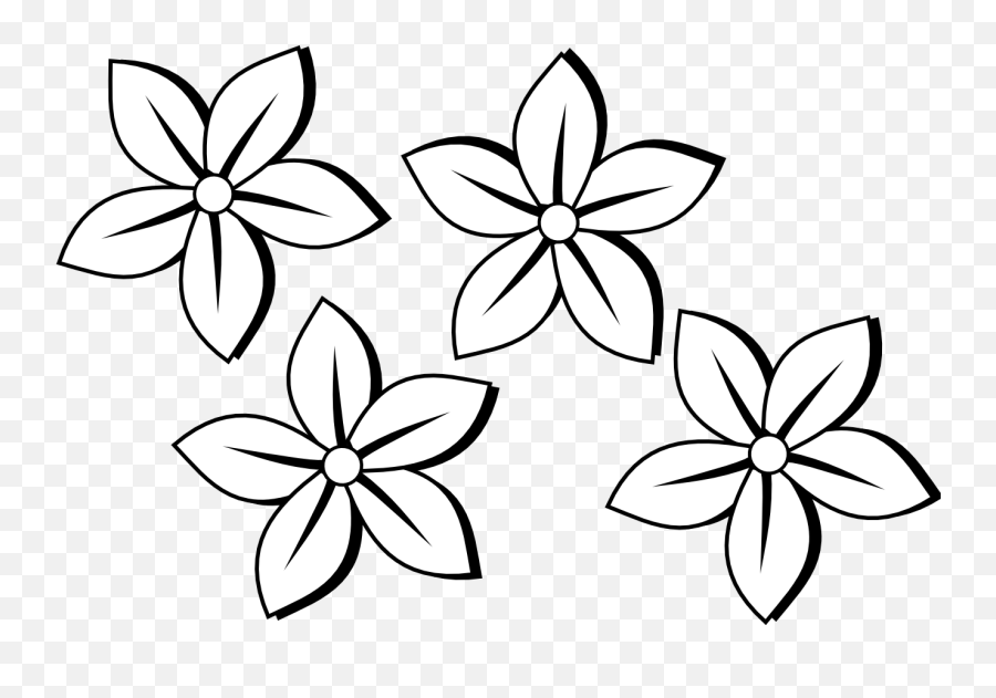 Flower Black And White Png Transparent - 4 Flowers Clipart Black And White Emoji,Black And White Flower Emoji