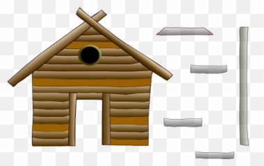 Log Cabin Clip Art Hostted Famclipart 2 - Wood Three Little Pigs Houses Emoji