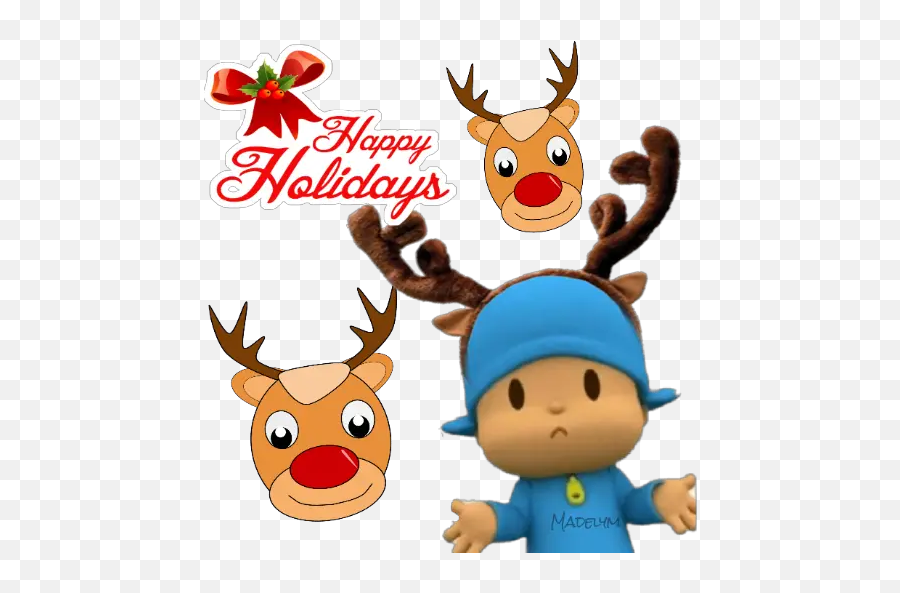 Pocoyo At Christmas Stickers For Whatsapp - Cartoon Emoji,Deer Emojis
