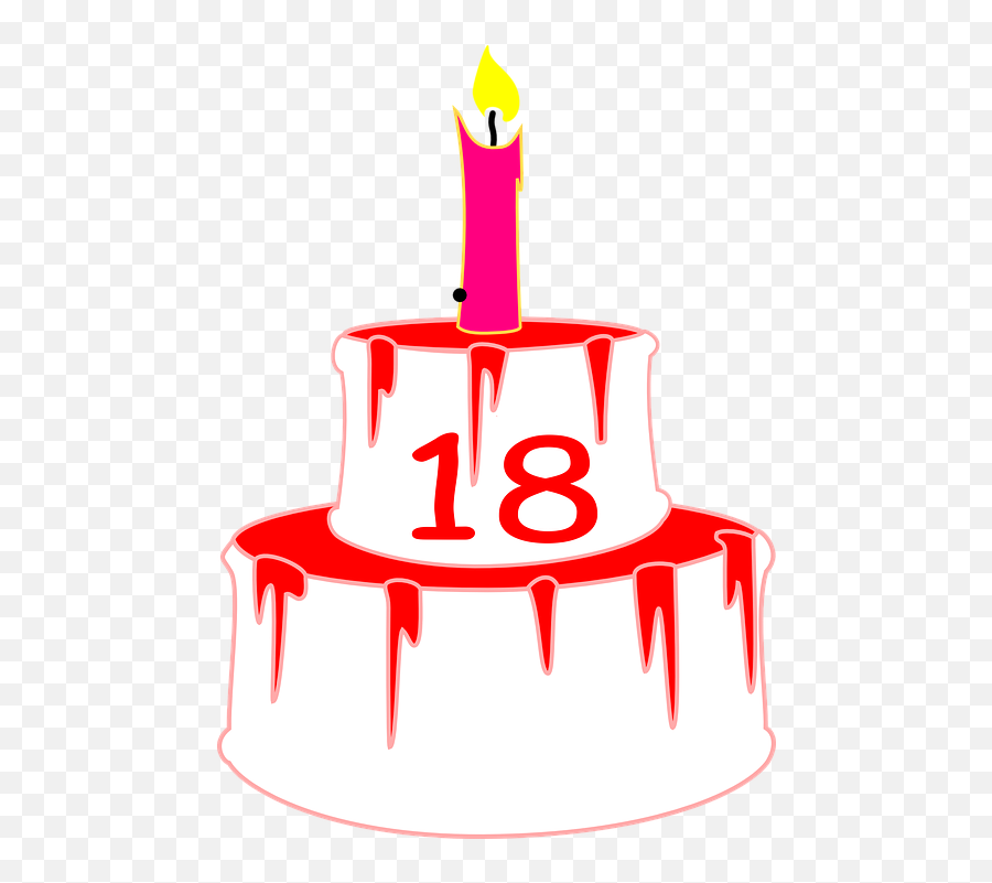 Candle Birthday Cake 18 - 18th Birthday Cake Png Emoji,Facebook Emoticons Birthday Cake