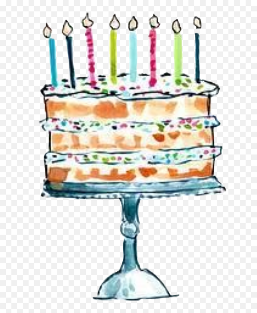 Watercolor Cake Candles Birthday Eight - Birthday Cake Emoji,Emoji Birthday Candles