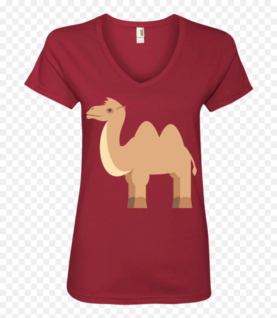 Camel Emoji Ladiesu0027 V - Neck Tshirt,Emoji 29