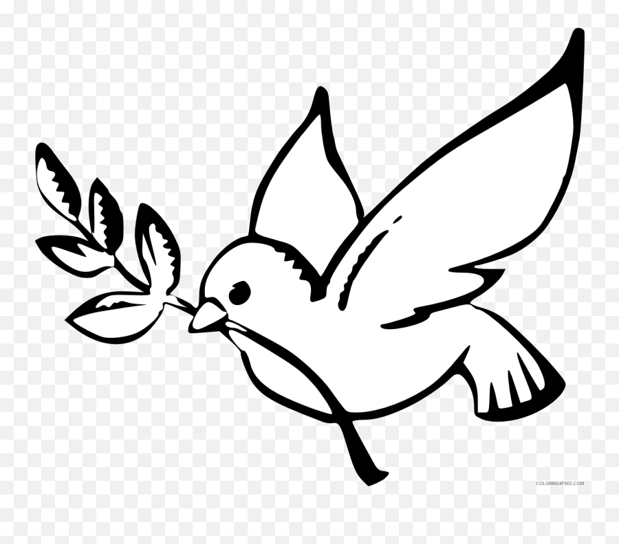 Peace Dove Coloring Pages Peace Sign - Dove Drawing Emoji,Peace Sign Emoji Black And White