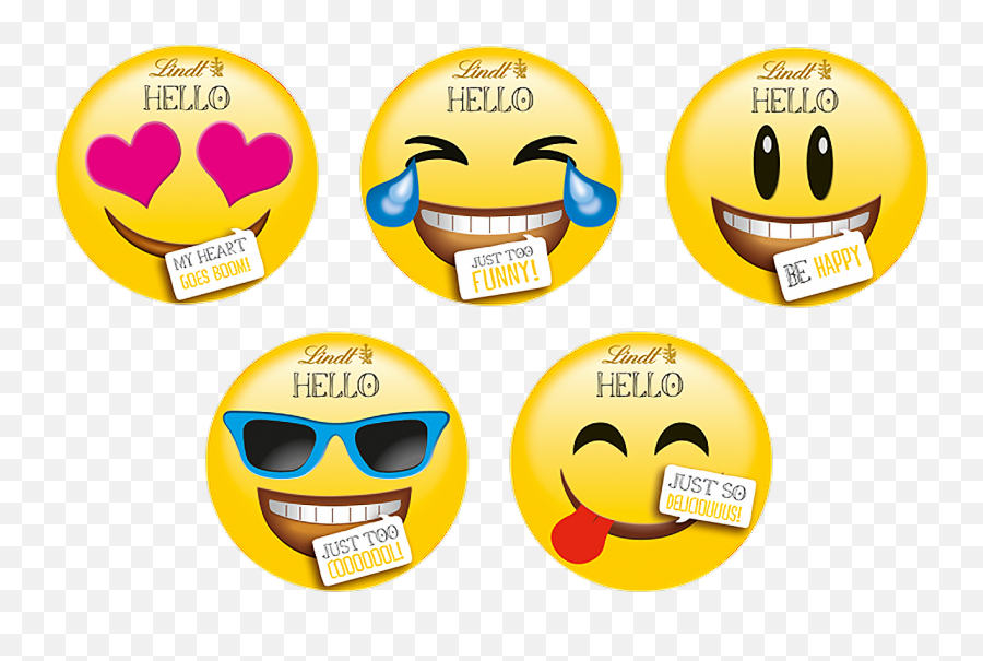 Lindt Hello Emoji 5 Packs 150g - Lindt Hello Smileys,Luck Emoji