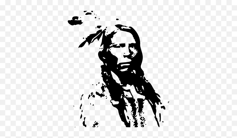 Abstract Indian Man Vector Drawing - Crazy Horse Stencil Emoji,Unamused Emoticon