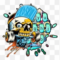 Street Skate Graffiti Keyboard Theme - Vector Old Skull Emoji