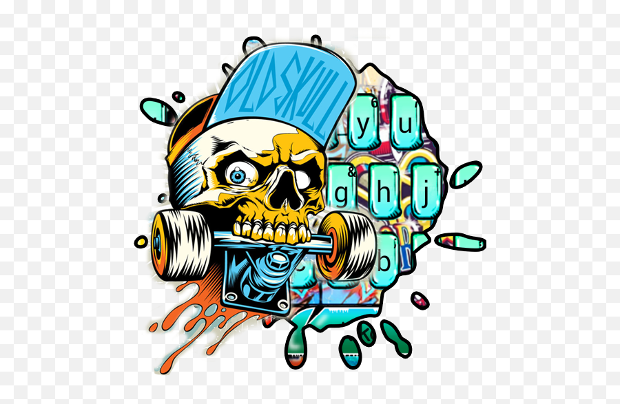 Street Skate Graffiti Keyboard Theme - Vector Old Skull Emoji,Graffiti Emoji