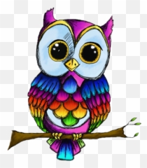 Scowls Sticker - Rainbow Owl Png Clipart Full Size Clipart Rainbow Owl Png Emoji,Emoji Owl