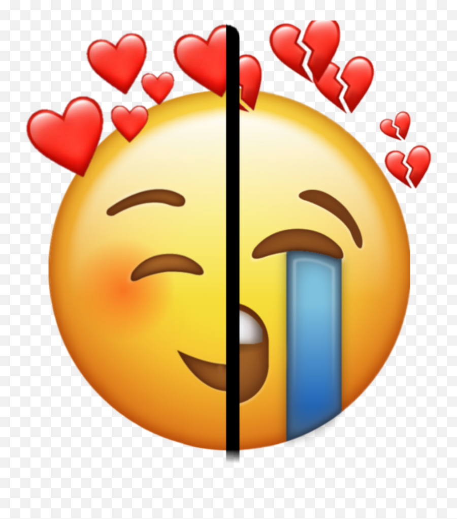 Sad Happy Emoji Hearts Sticker - Happy,Happy And Sad Emoji