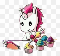 Unicornio - Cute Unicorn Making Cupcakes Emoji,Unicorn Emoji Cake