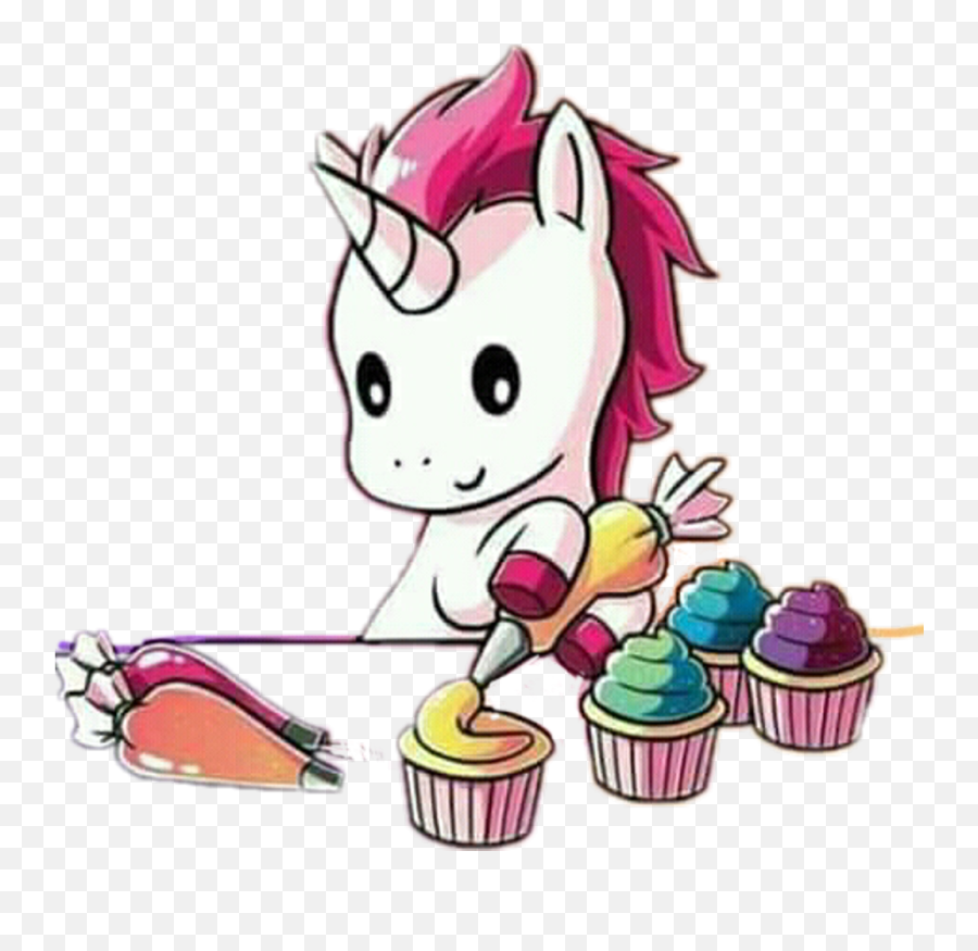 Unicornio - Cute Unicorn Making Cupcakes Emoji,Unicorn Emoji Cake