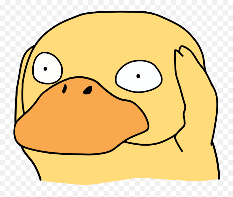 Shook Psyduck Duck Pokemon Omg Yellow Drawn Meme Freeto - Pokemon Meme Png Stickers Emoji,Shook Emoji