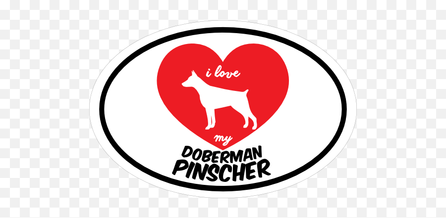 Handwritten I Love My Doberman Pinscher With Heart Oval Sticker - Chihuahua Emoji,Chihuahua Emoji