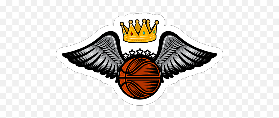 Crown And Wings Basketball Sticker - Basketball With Crown Png Trans Emoji,Basketball Hoop Emoji