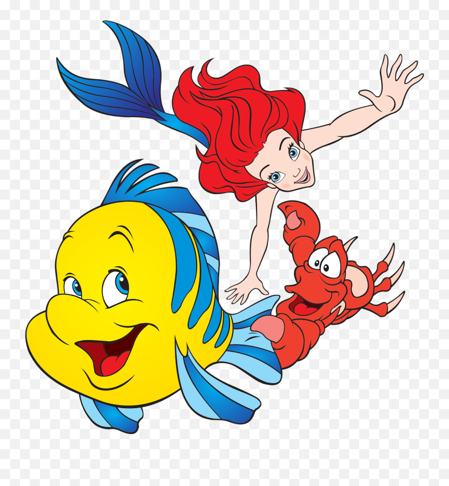 Little Mermaid Characters Clipart - Little Mermaid Flounder And Sebastian Emoji,Little Mermaid Emoji