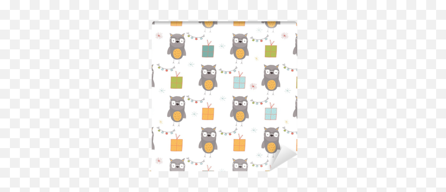 Seamless Holiday Pattern With Owl And Presents Wallpaper U2022 Pixers - We Live To Change Smiley Emoji,Owl Text Emoticon
