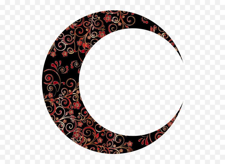 Gold Floral Crescent Moon Mark Ii 9 - Crescent Moon Drawing Emoji,Crescent Moon And Star Emoji