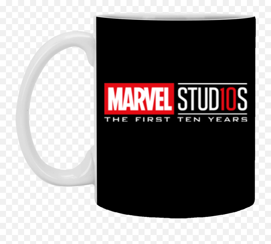 Marvel Studios First Ten Years White Logo Graphic 11 Oz Mug - Mug Emoji,Marvel Emoji
