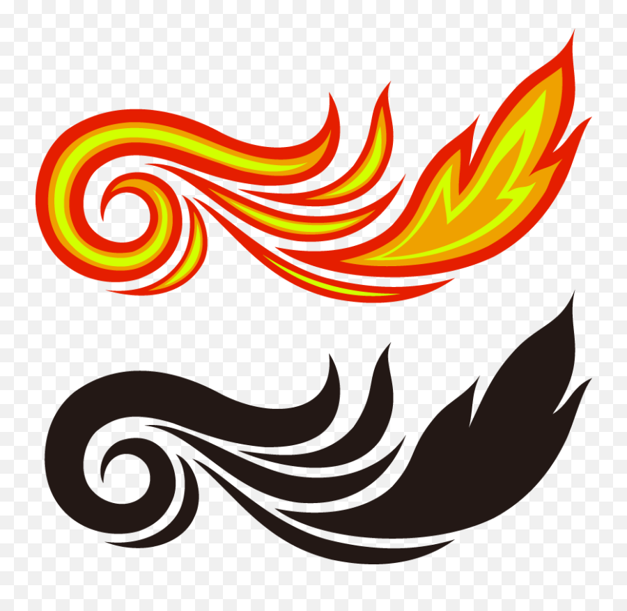 Wave Tattoo Yellow Red Design Wavy - Fire Vector Emoji,Wavy Emoji