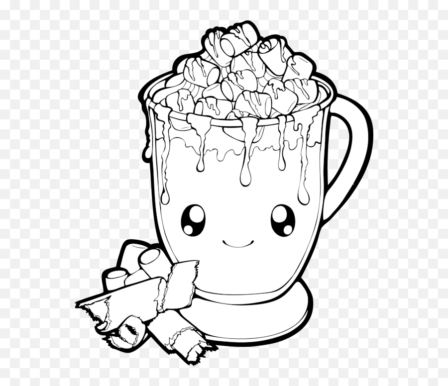 Clipart Winter Hot Chocolate Clipart - Hot Chocolate With Marshmallows Drawing Emoji,Hot Chocolate Emoji