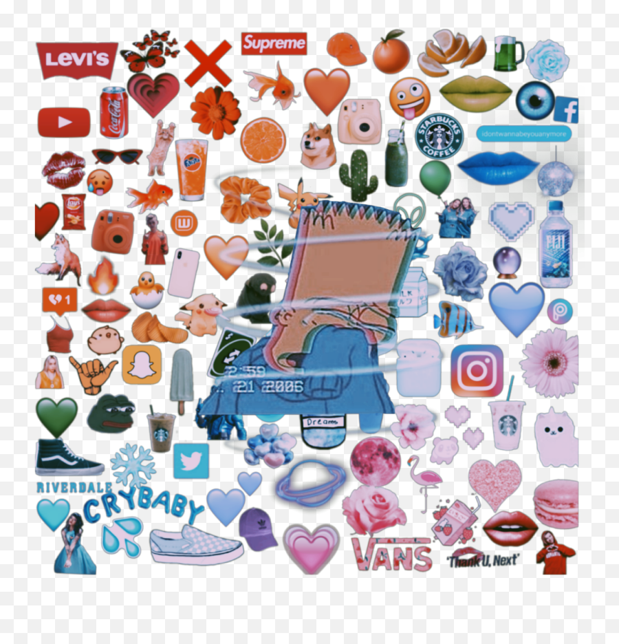 Simpson Sad Polaroid Bartemoji - Sticker By Asia Aesthetic Rainbow Backgrounds,Asia Emoji