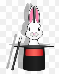 Graphic Bunny In Hat Magic - Cartoon Emoji,Magic Wand Emoji