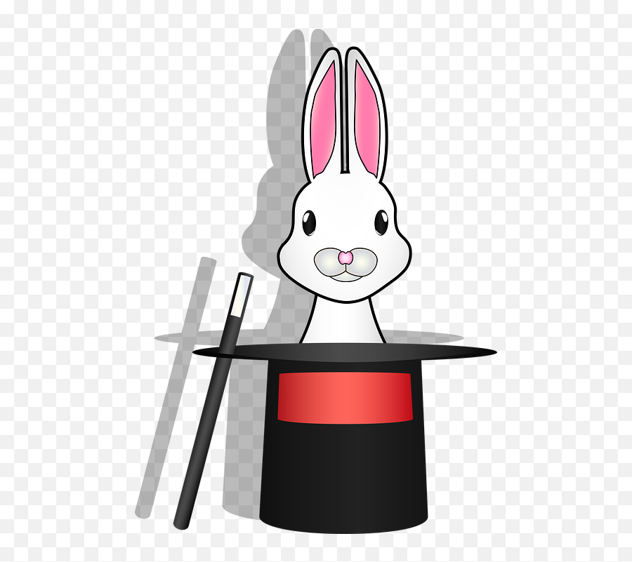 Graphic Bunny In Hat Magic - Cartoon Emoji,Magic Wand Emoji