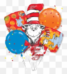 Dr Seuss Cat In The Hat Bouquet - The Cat In The Hat Emoji,House And Balloons Emoji