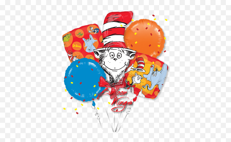 Dr Seuss Cat In The Hat Bouquet - The Cat In The Hat Emoji,House And Balloons Emoji