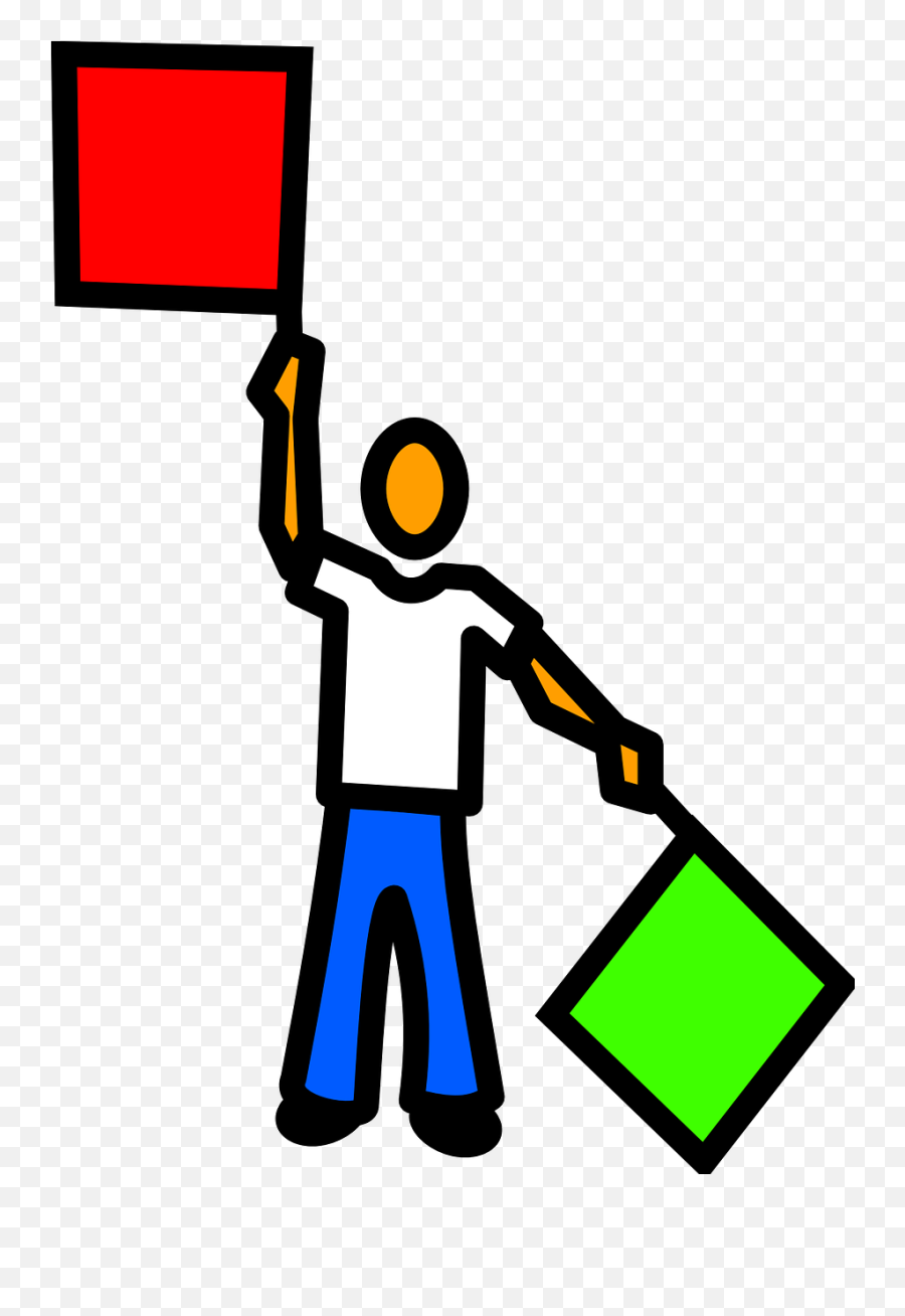 Flag Semaphore Red Green Signal - Semaphore Flag Cartoon Emoji,Racing Flag Emoji