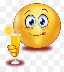 Birthday Party Hard Emoji Png - Smiley Face Drinking Juice