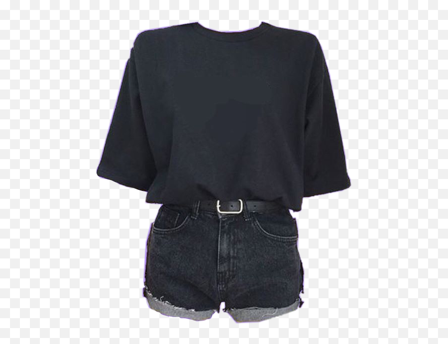 Moodboard Aesthetic Niche Black Shirt Shorts Pants Belt - Denim Emoji,Emoji Shirt And Pants