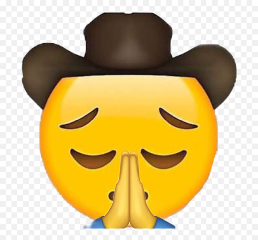 Praying Cowboy Emoji Sticker - Sad Cowboy Emoji,Praying Emoticon