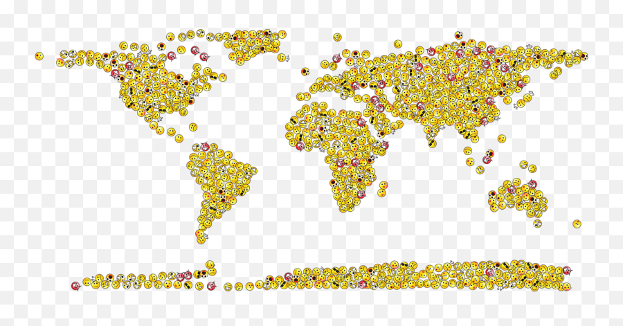 Emoticons Emoji Map Smileys Icons - Map Of The World On Wall,Emoticons
