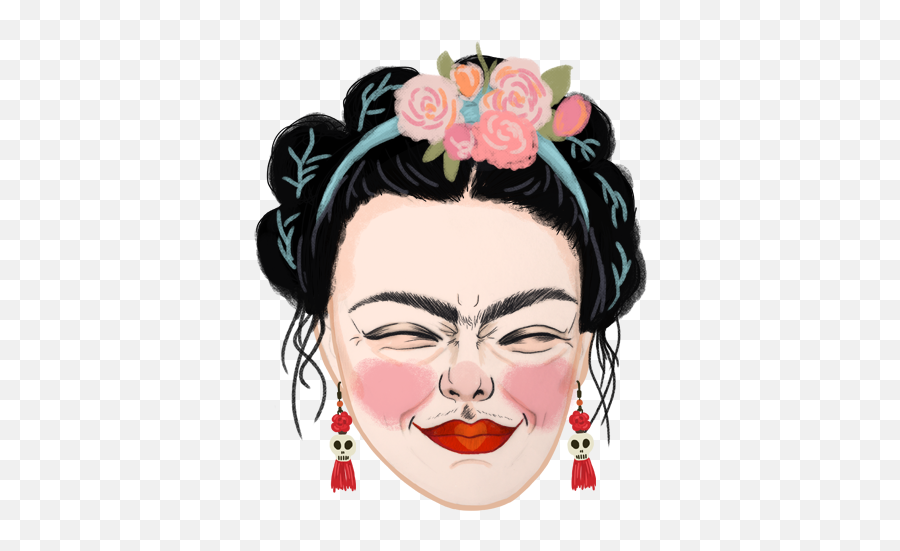 Wuwu People - Frida Kahlo Emoji Design On Pantone Canvas Gallery Headpiece,Eyelash Emoji