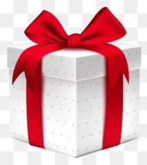 White Christmas Present Png - Clip Art Library White Gift Box With Red Bow Png Emoji,Present Emoji