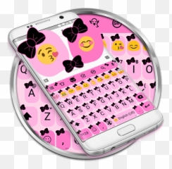 Ribbon Pink Black Emoji Keyboard Theme - Mobile Phone,Pink Emoji Keyboard