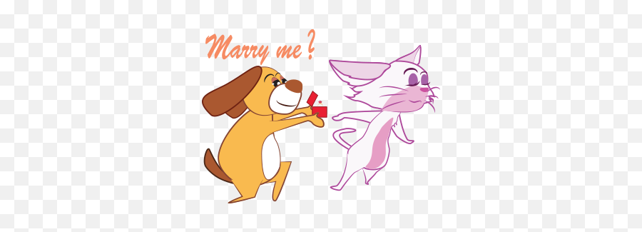 Dog Love Cat Stickers - Radio Magica Emoji,Marry Me Emoji