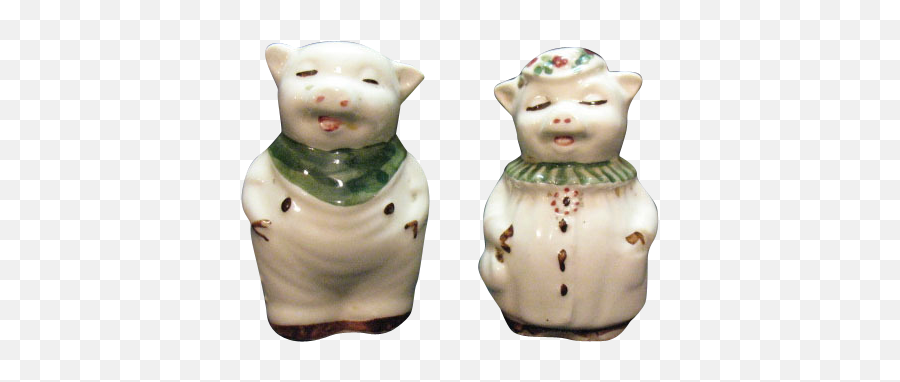 Shawnee Small Pig Shakers 1940 - Domestic Pig Emoji,Pig Emoticon