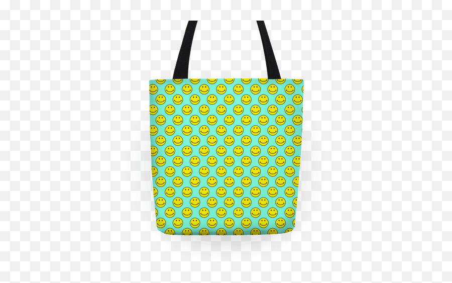 Teal Smiley Face Pattern Tote Bag Lookhuman - Tote Bag Emoji,Stress Emoji Face