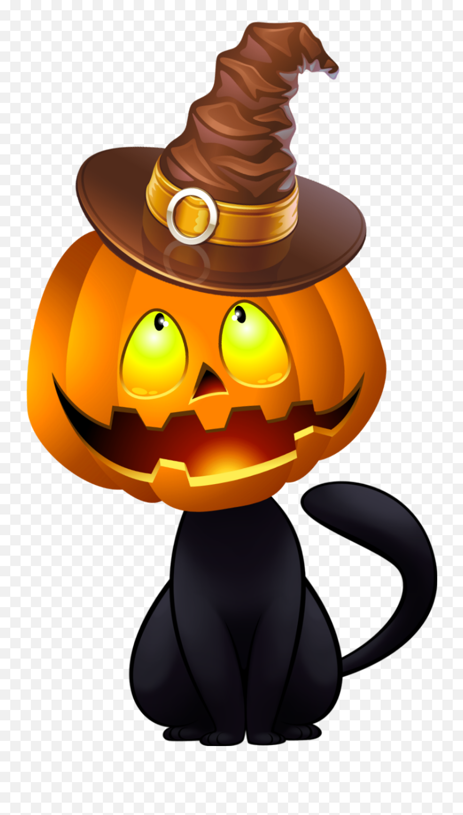 Halloween Cat Jack - Olantern Cute Black Cat Clipart Emoji,Jack O Lantern Emoticons