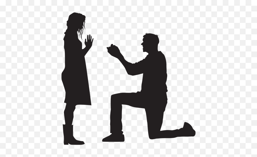Marriage Proposal Silhouette - Proposal Silhouette Transparent Background Emoji,Marriage Emoji