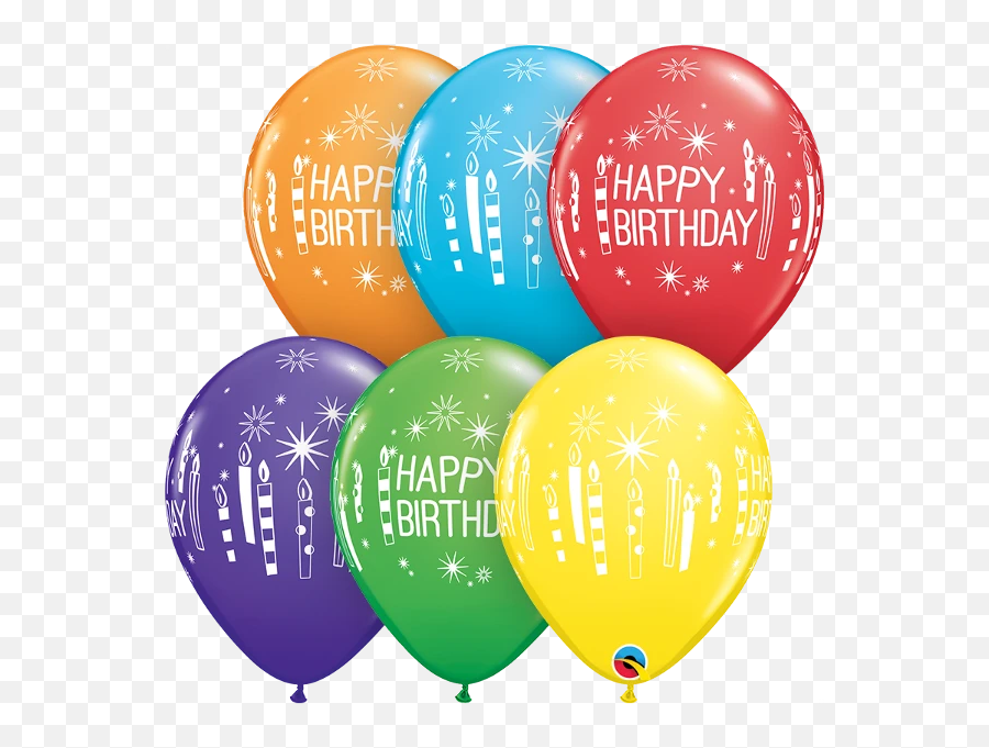 11 Inch Birthday Candles And Starbursts Rainbow Balloons - Balloon And Birthday Candles Emoji,Emoji Birthday Candles