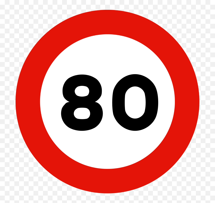 Spain Traffic Signal R301 - Number 80 Clipart Emoji,Bat Emoticon