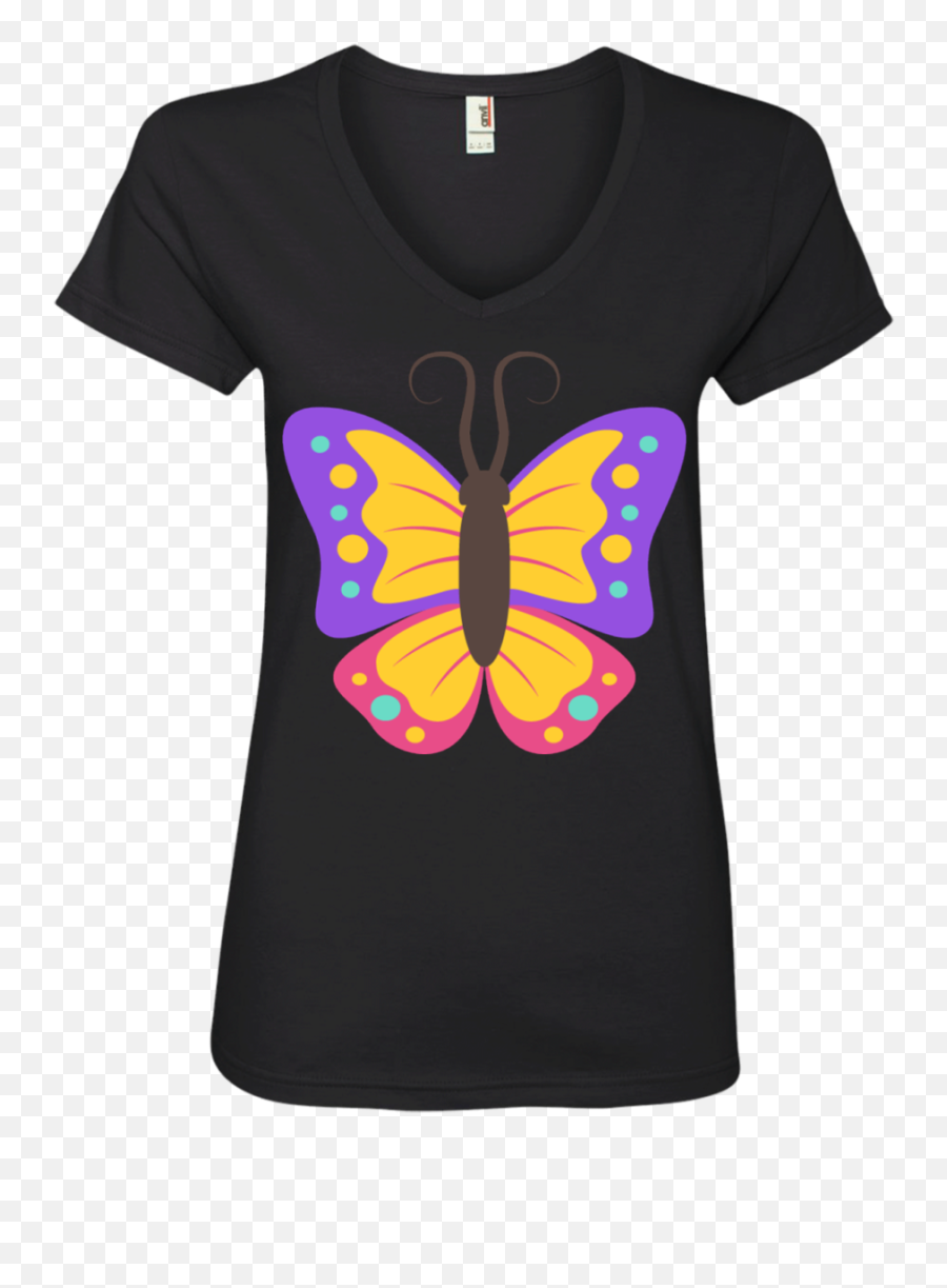 Beautiful Butterfly Emoji Ladiesu0027 V - Neck Tshirt U2013 Wind Vandy Radiology Tshirts,Butterfly Emoji Apple