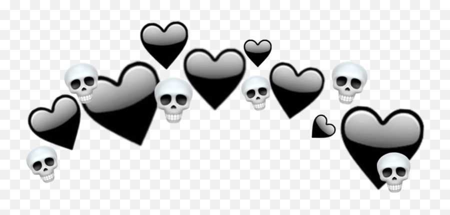 Heartjoon Black Heartcrown Heart Crown - Emoji Sticker,Skull Emoji Text